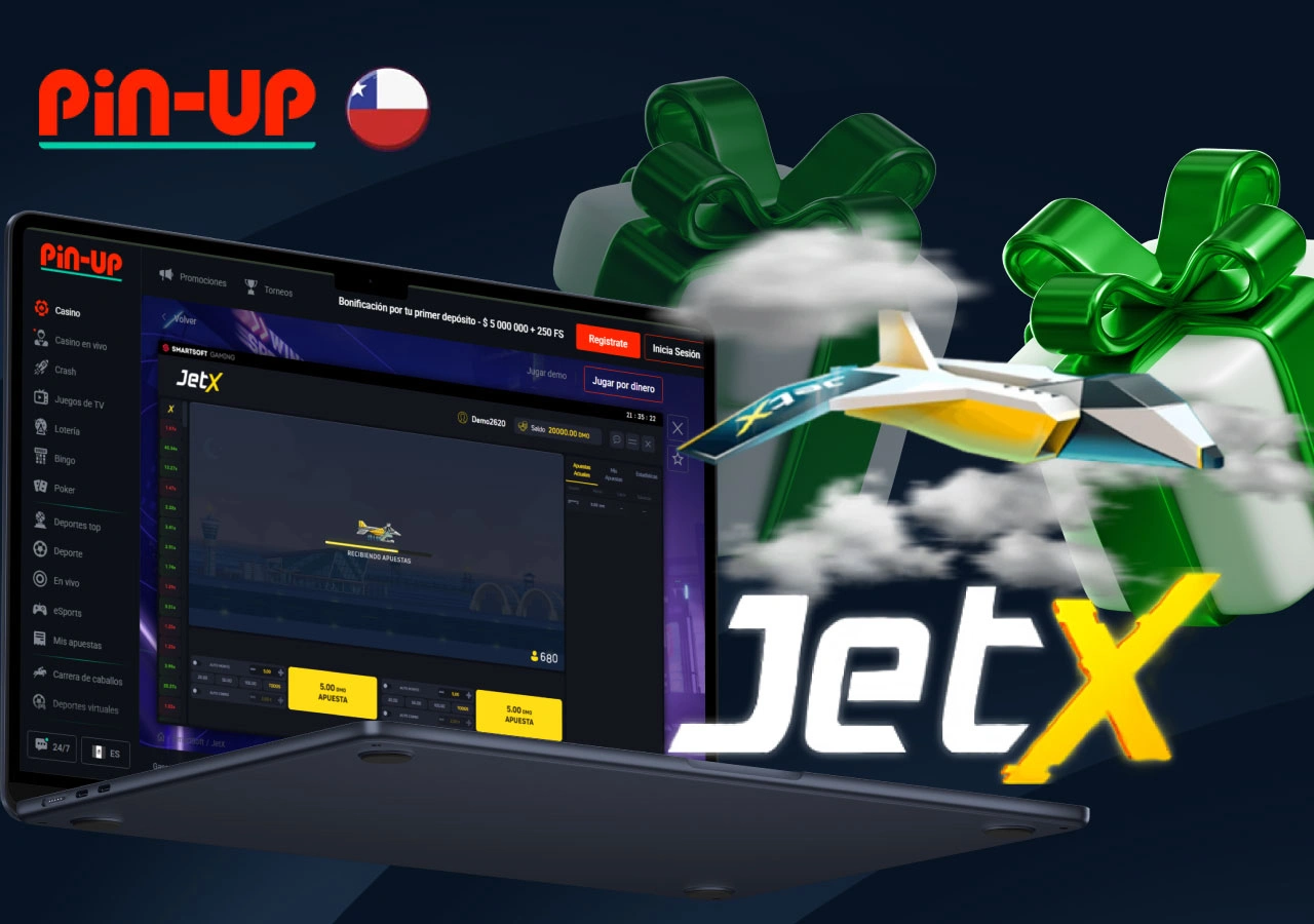 Juego de demostración JetX en Pin-Up Casino desde tu portátil