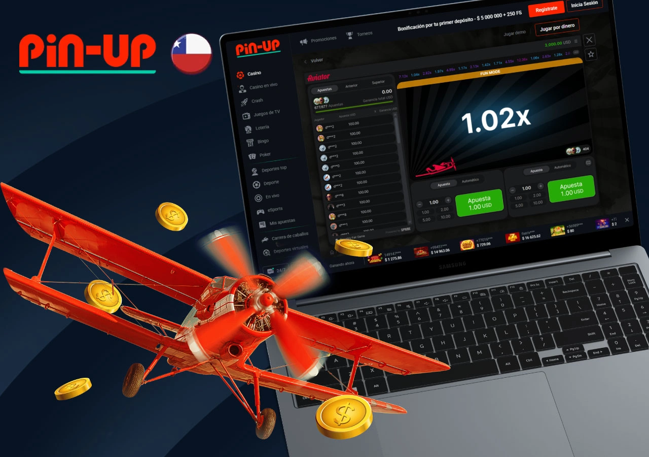 Captura de pantalla del juego gratuito de aviador en Pin-Up Casino y Aeroplane